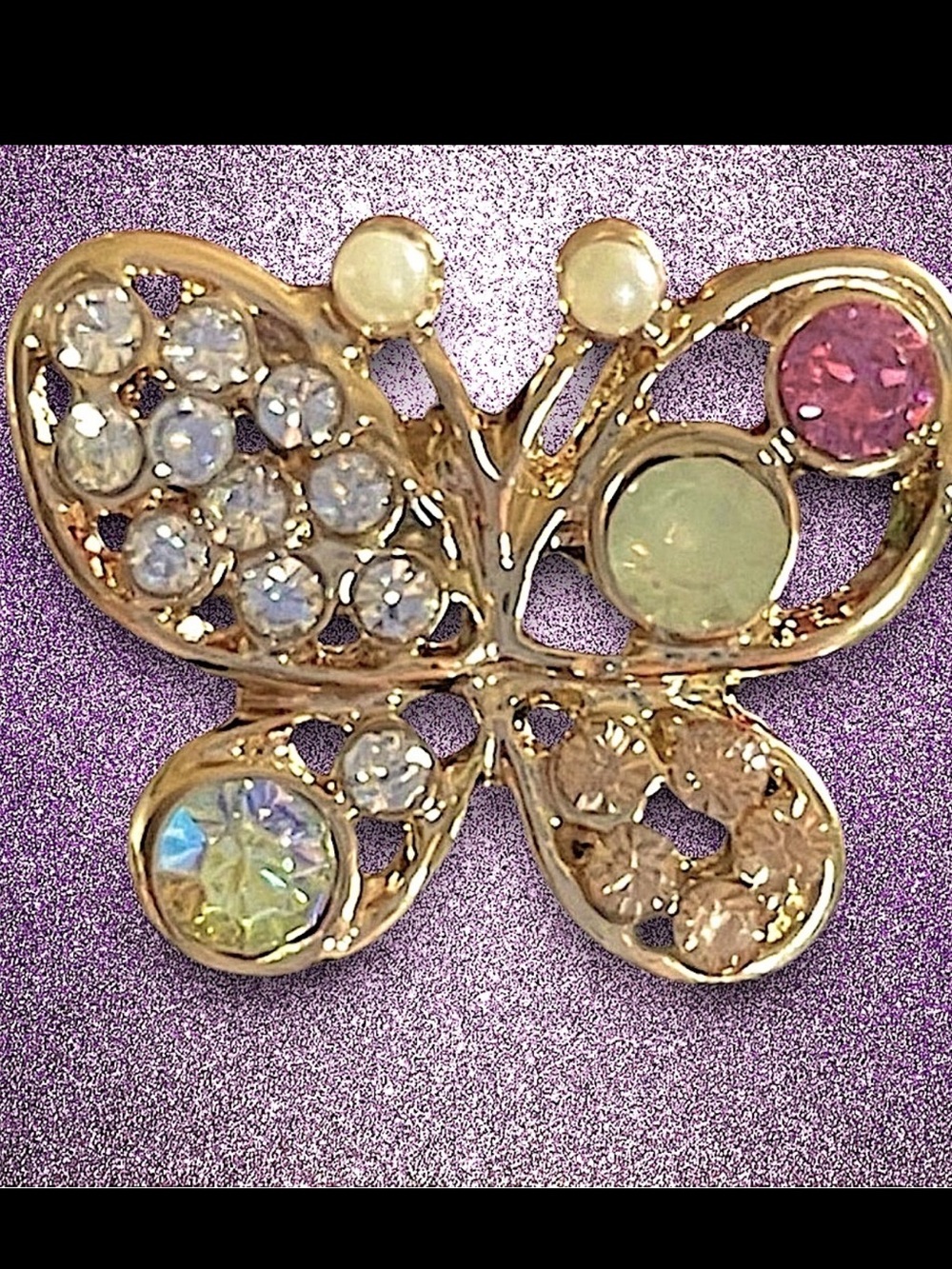 Gold Crystal Earrings Butterfly NWT